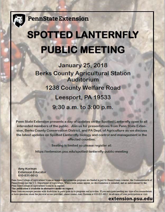 Penn State Extension Spotted Lanternfly Public Meeting