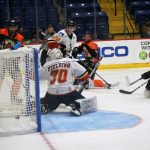 Tyler Brown’s (15) shot finds the back of the net to give the Royals an 8 to 3 third period lead.