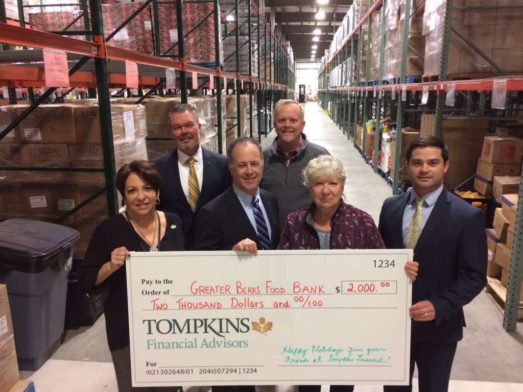 Tompkins Financial Advisors Donates $2000 to Greater Berks Food Bank