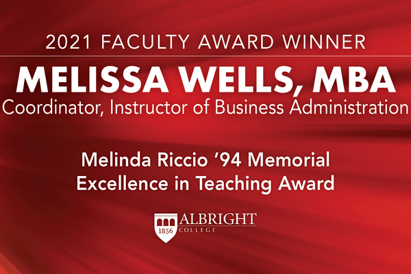 Melissa Wells Earns Award for Excellence in Teaching