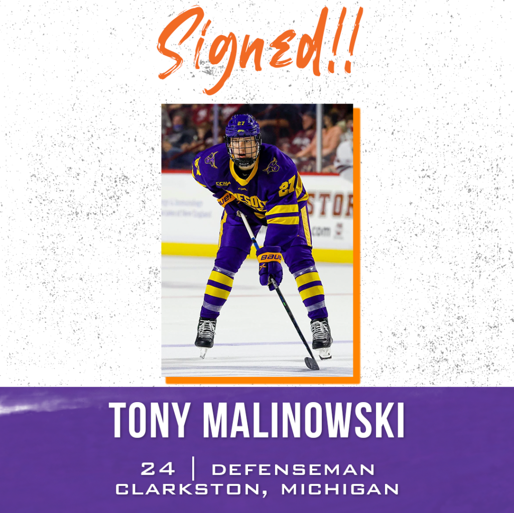 Royals Sign 6’5″ Defenseman Tony Malinowski to SPC