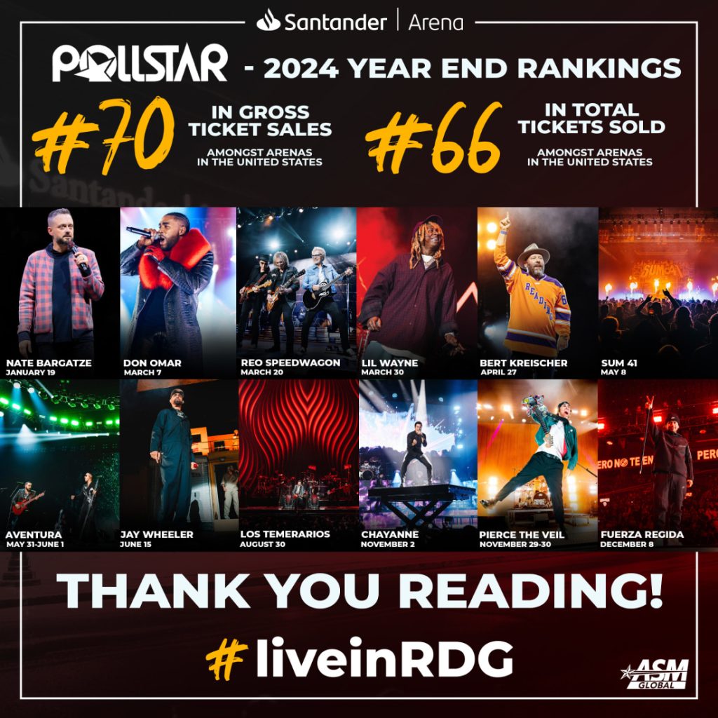 Santander Arena and Performing Arts Center Achieve High Rankings on Pollstar Year-End Charts
