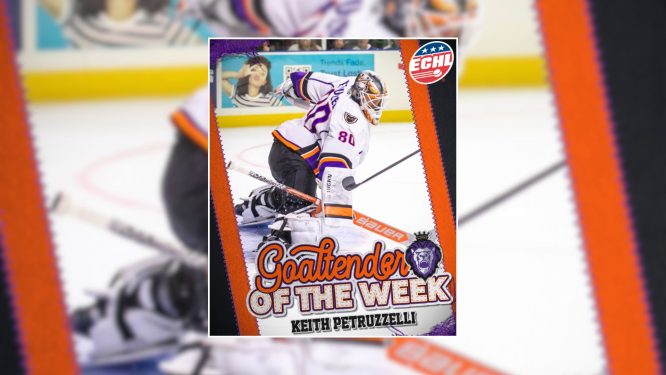 Petruzzelli Named Warrior Hockey ECHL Goaltender of the Week for Oct. 17-19