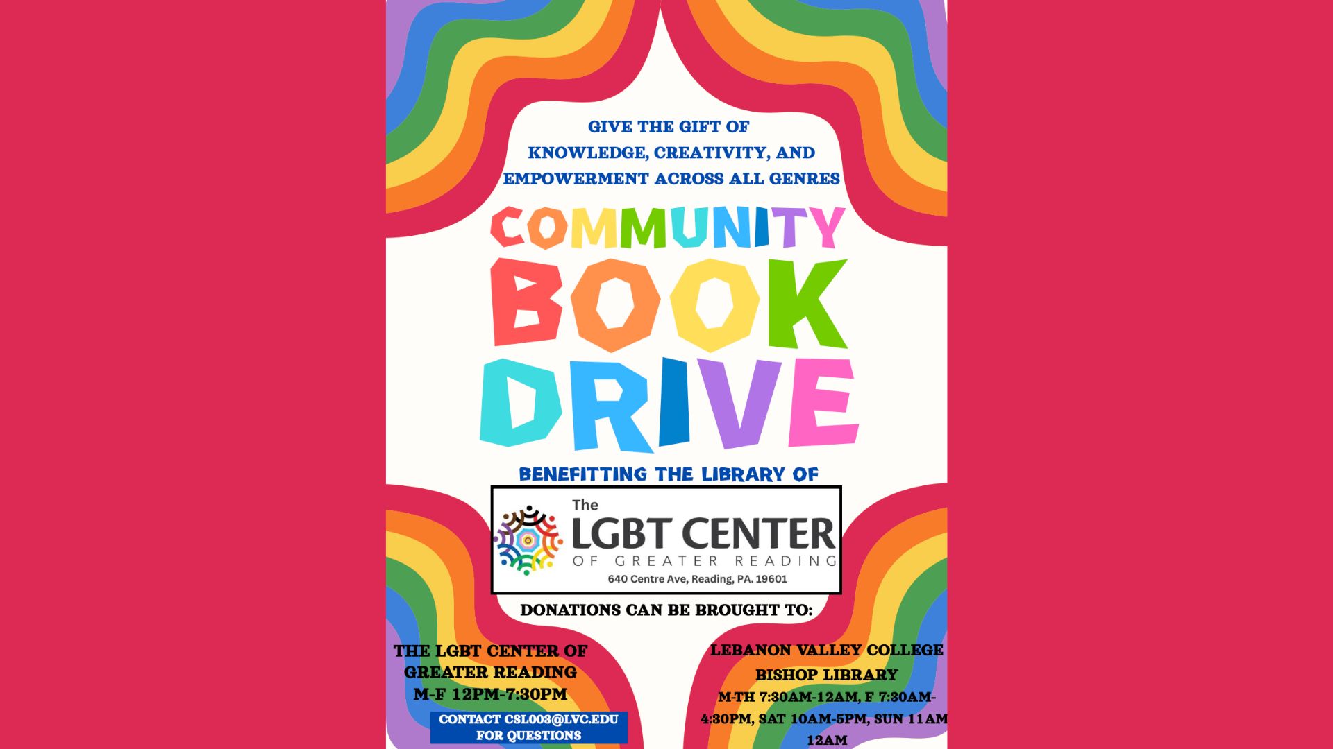 LGBT Center of Greater Reading, Lebanon Valley College Launch Book Drive