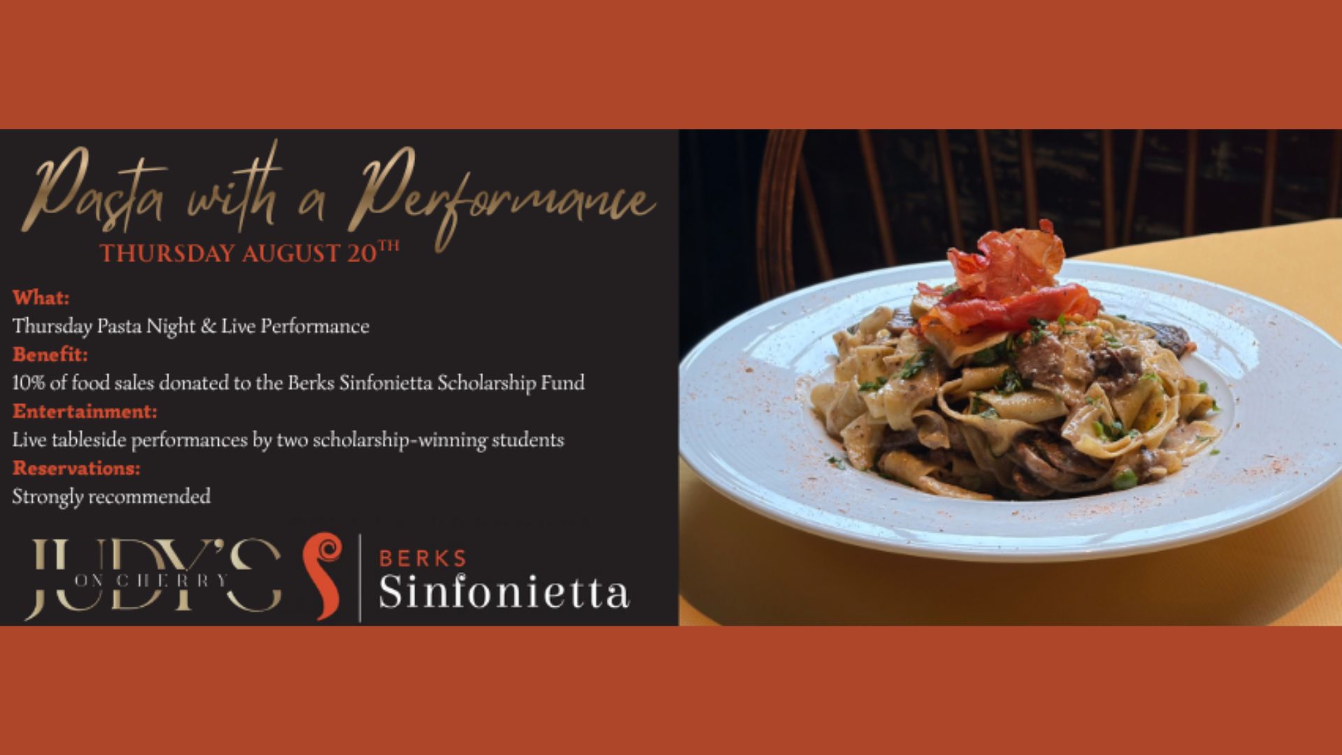 Berks Sinfonietta Annual Scholarship Competition and Pasta with a Performance