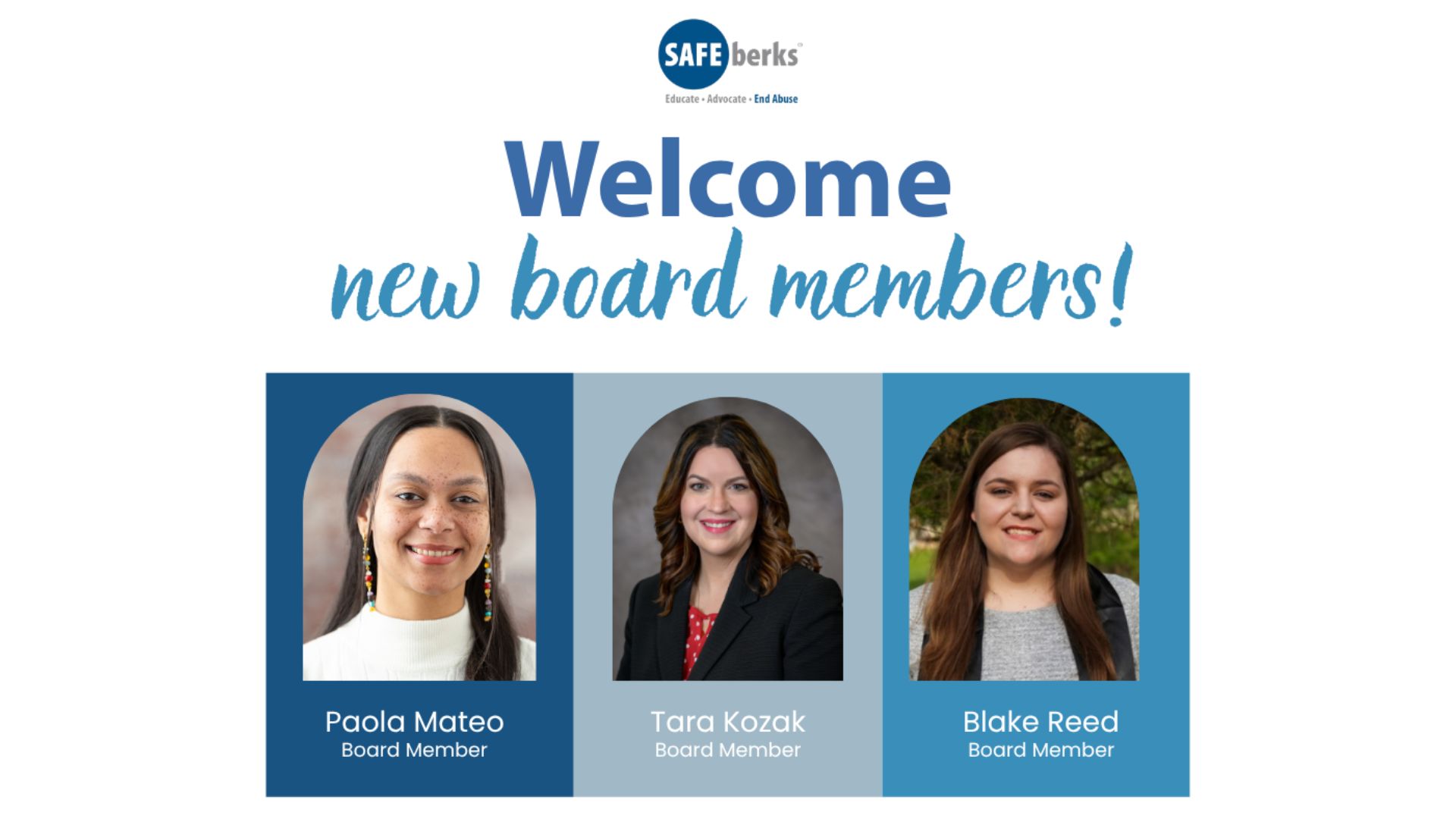 Safe Berks Welcomes Three New Board Members, Announces Board Executive Leadership Team